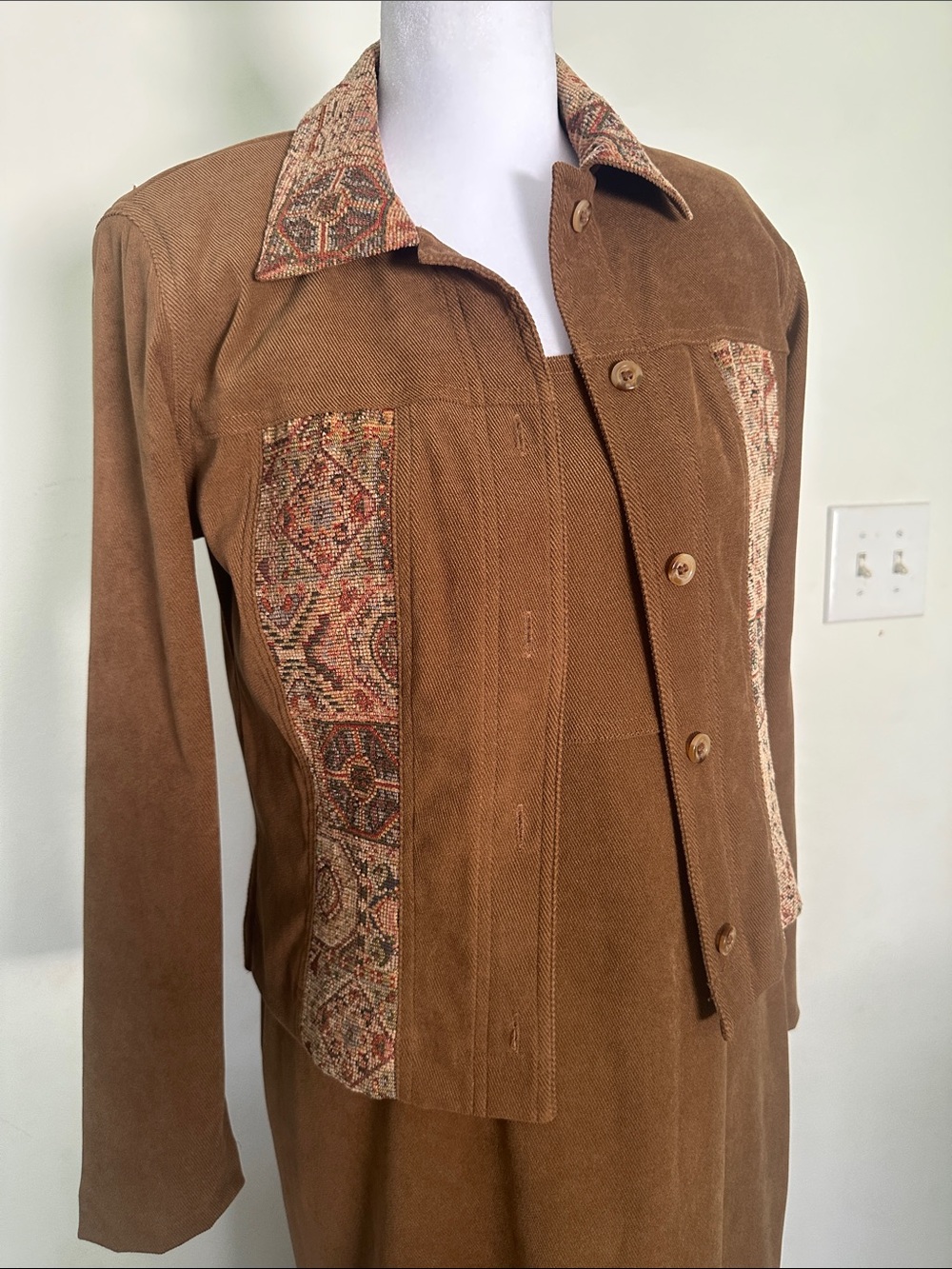 Jessica Howard vintage petite dress with Patterned Panel Jacket Sz 4P - Picture 2 of 15